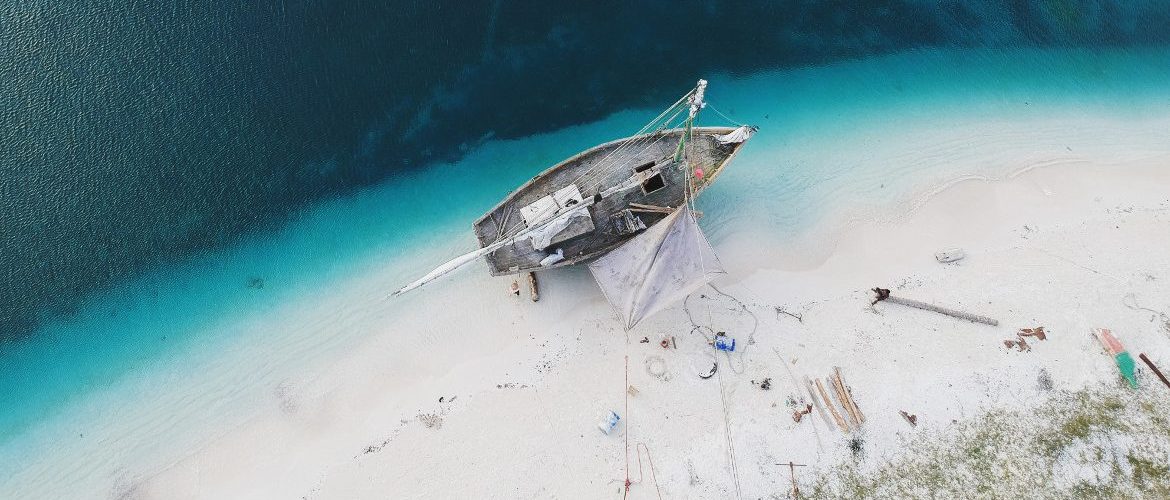 Yacht stopping at the beach.